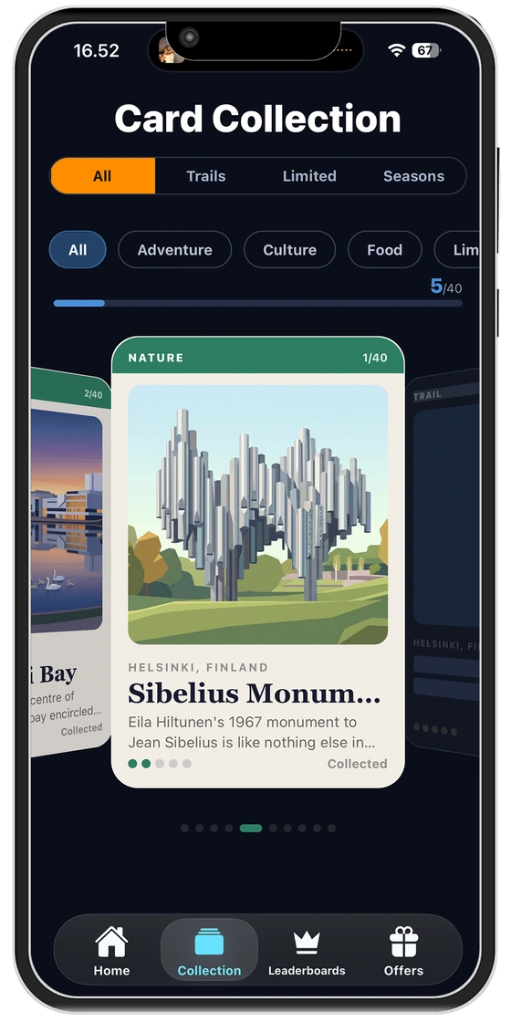 ROAM app — card collection view