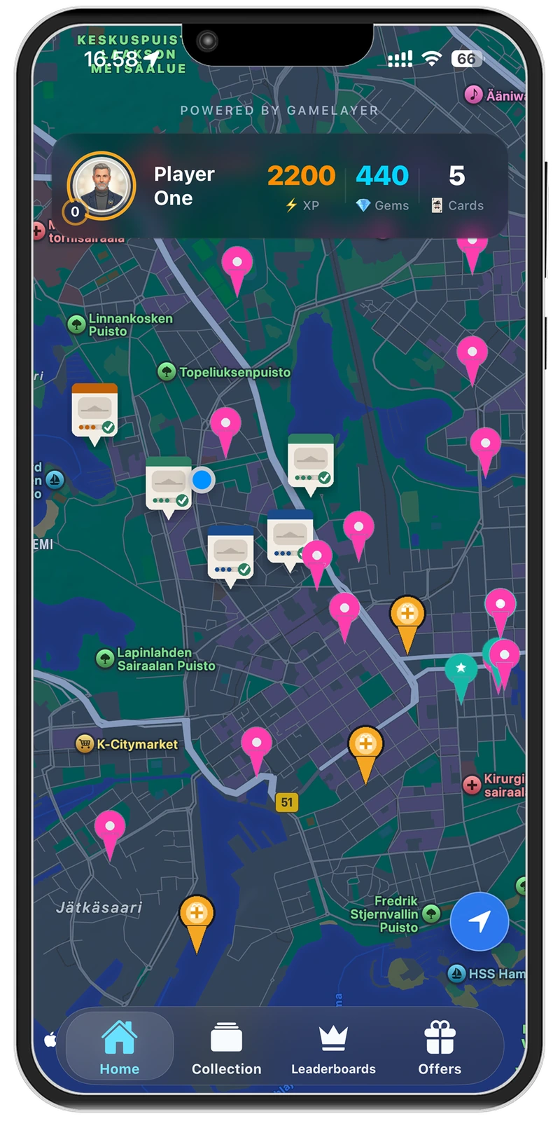 ROAM app — collectible card unlock screen